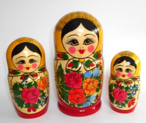 XLarge Semenov yellow scarf 9-set nesting Doll Babooshki s Classic Village Traditional