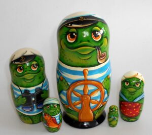 Captain Frog Babushka Matryoshka nesting Doll Babooshki Babushkas