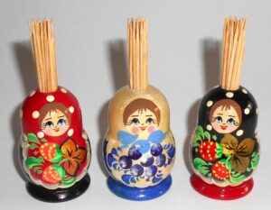 3 x Babushka Traditional Toothpick holder set 1