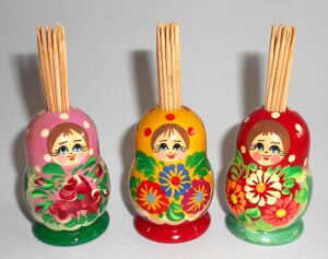 3 x Babushka Traditional Toothpick holder set 3