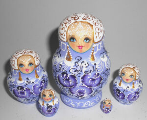 Nata in Dark purple lace dress small Babushka Matryoshka nesting Doll  Babooshki Babushkas