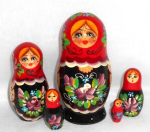 Vyatka wild flowers red scarf 5-set Babushka Matryoshka nesting Doll Babooshki Babushkas Classic Village Traditional
