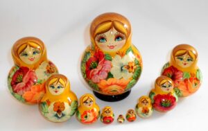 Ksenia  in yellow dress 10-set Babushka Matryoshka nesting Doll  Babooshki Babushkas