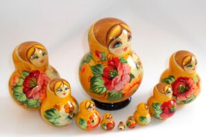 Ksenia in yellow dress 10-set nesting Doll Babooshki s