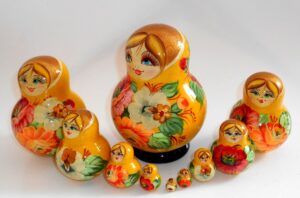 Ksenia in yellow dress 10-set nesting Doll Babooshki s