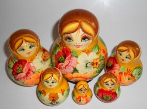 Ksenia in yellow dress 10-set nesting Doll Babooshki s