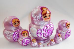Sonya white purple dress 10-set nesting Doll Babooshki s