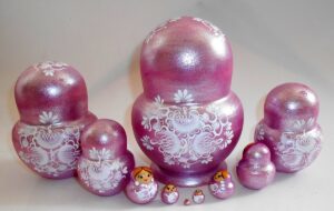 Sonya white purple dress 10-set nesting Doll Babooshki s