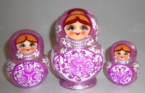 Sonya white purple dress 10-set nesting Doll Babooshki s