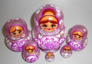 Sonya white purple dress 10-set nesting Doll Babooshki s