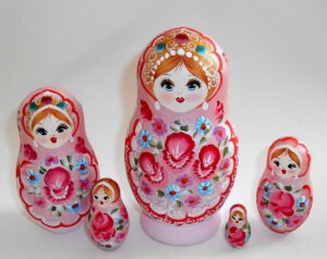 Pastel Vera in pink dress Babushka Matryoshka nesting Doll Babooshki Babushkas