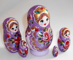 Pastel Vera in faded violet dress nesting Doll Babooshki s
