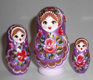 Pastel Vera in faded violet dress nesting Doll Babooshki s