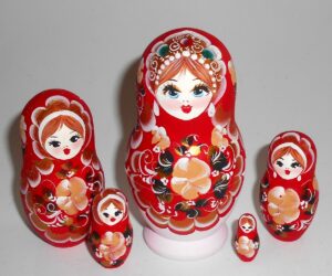 Pastel Vera in red dress Babushka Matryoshka nesting Doll Babooshki Babushkas
