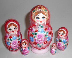 Pastel Vera in  pink dress Babushka Matryoshka nesting Doll Babooshki Babushkas