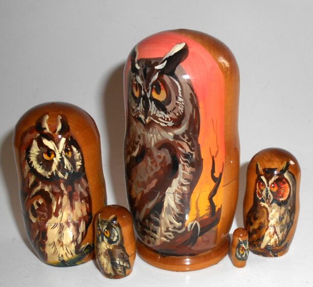 Owl On Peach Small Babushka Matryoshka Nesting Doll Babooshki Babushkas ...