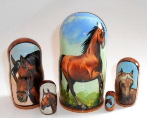 Chestnut Horse small Babushka Matryoshka nesting Doll Babooshki Babushkas