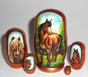 Bay Horse small Babushka Matryoshka nesting Doll Babooshki Babushkas