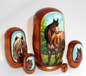 Bay Horse small nesting Doll Babooshki s