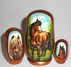 Bay Horse small nesting Doll Babooshki s