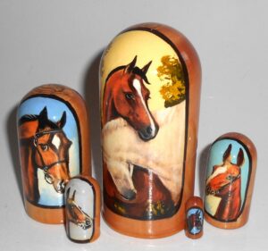 Two Horses small nesting Doll Babooshki s