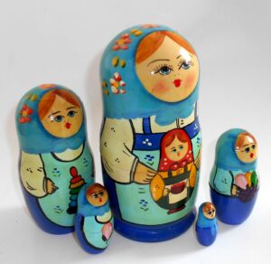Zagorsk Blue Large nesting Doll Babooshki s Classic Village Traditional