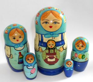 Zagorsk Blue Large II Babushka Matryoshka nesting Doll Babooshki Babushkas Classic Village Traditional