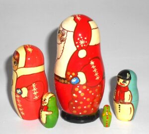 Santa with tree small nesting Doll Babooshki s