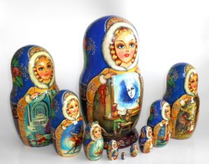 Snow Queen fairy tale huge 10-set in blue nesting Doll Babooshki s