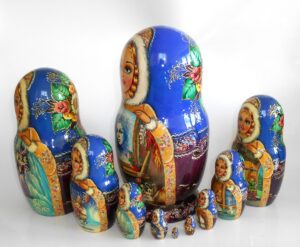 Snow Queen fairy tale huge 10-set in blue nesting Doll Babooshki s