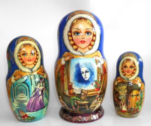 Snow Queen fairy tale huge 10-set in blue nesting Doll Babooshki s