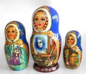 Snow Queen fairy tale huge 10-set in blue nesting Doll Babooshki s