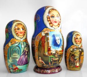 Snow Queen fairy tale huge 10-set in blue nesting Doll Babooshki s