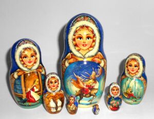 Snow Queen fairy tale huge 10-set in blue nesting Doll Babooshki s