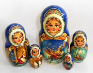 Snow Queen fairy tale huge 10-set in blue nesting Doll Babooshki s