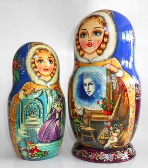 Snow Queen fairy tale huge 10-set in blue nesting Doll Babooshki s