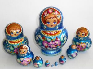 Olga in blue 10-set Babushka Matryoshka nesting Doll Babooshki Babushkas