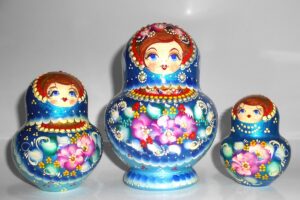 Olga in blue 10-set nesting Doll Babooshki s