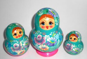 Girl in cyan dress 10-set nesting Doll Babooshki s