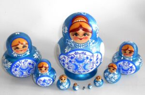 Sonya in blue dress 10-set Babushka Matryoshka nesting Doll  Babooshki Babushkas
