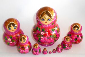 Lana in pink floral dress 10-set Babushka Matryoshka nesting Doll Babooshki Babushkas
