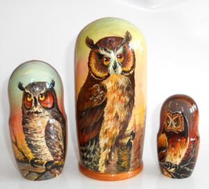 Owl on sunset nesting Doll Babooshki s