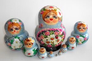 Girl in pale blue dress 10-set Babushka Matryoshka nesting Doll Babooshki Babushkas