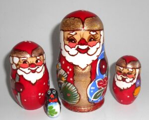 Santa wood 4-set small nesting Doll Babooshki s