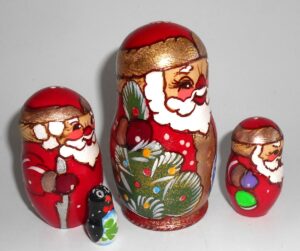 Santa wood 4-set small nesting Doll Babooshki s