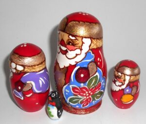 Santa wood 4-set small nesting Doll Babooshki s