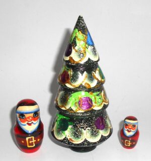 Xmas Tree and Santas 3-set nesting Doll Babooshki s