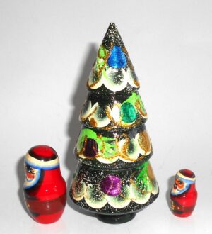 Xmas Tree and Santas 3-set nesting Doll Babooshki s