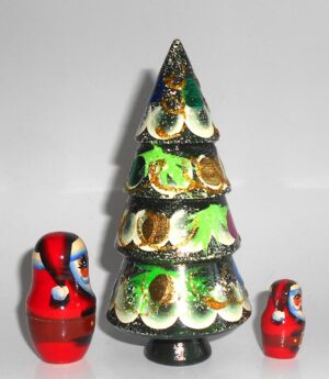 Xmas Tree and Santas 3-set nesting Doll Babooshki s