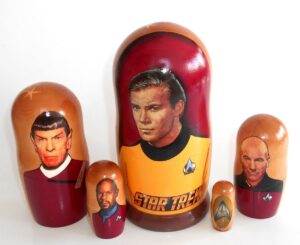 Star Trek on brown Babushka Matryoshka nesting Doll  Babooshki Babushkas